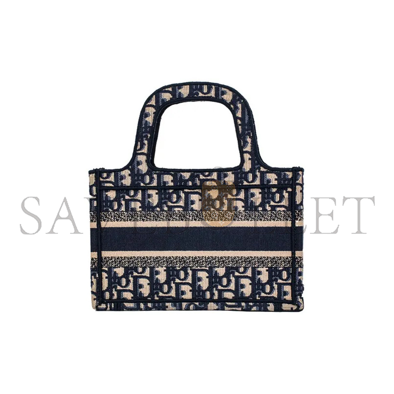 D*or oblique mini book tote blue multicolor m1271zriw-m928 (23*15*6.4cm)